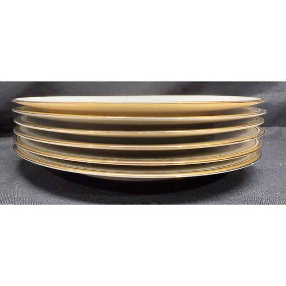 Set 6 Vintage Noritake Ivory China Linton 8.25” Round Salad Plates Gold Rimmed - Picture 5 of 8